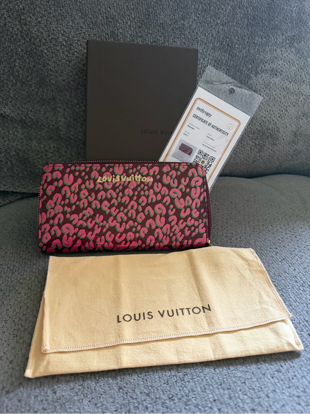 Louis Vuitton Pink and Brown Leopard Zip-Around Wallet